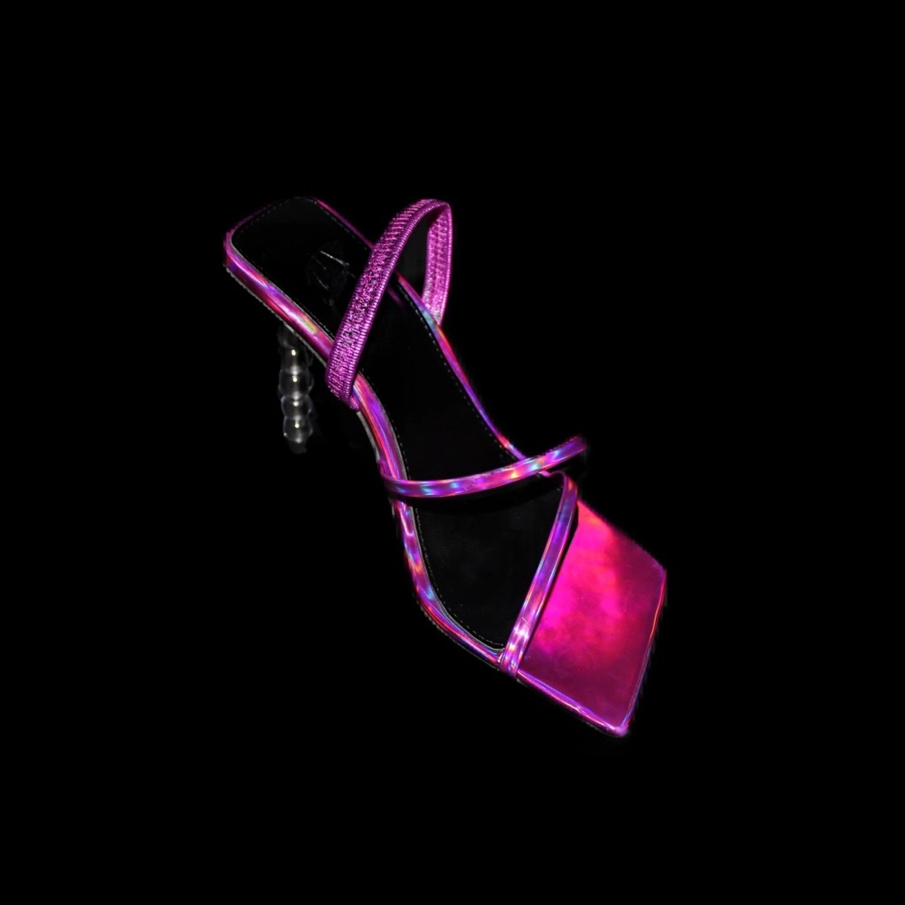 Sel Doval Sphaera Holographic Pink Sandals